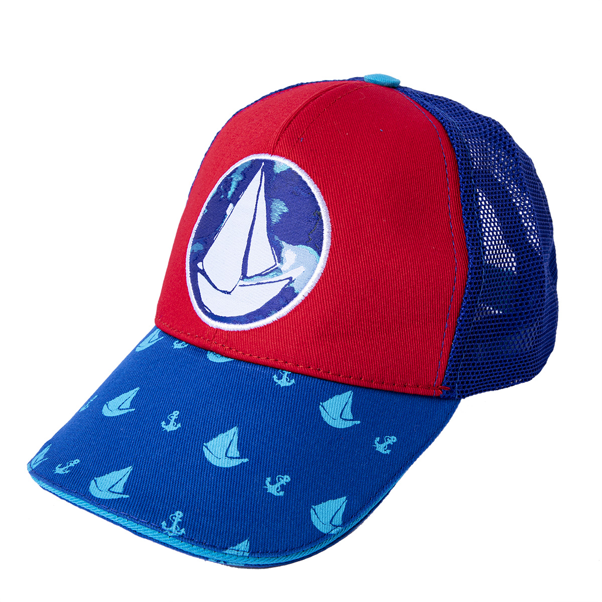 Biggdesign Anemoss Sailboat Trucker Hat For men, Adjustable Snapback Mesh Hats For Men, Gabardine Cotton Fabric Comfortable Outdoors MenÃƒÆ’Ã‚Â¢ÃƒÂ¢Ã¢â‚¬Å¡Ã‚Â¬ÃƒÂ¢Ã¢â‚¬Å¾Ã‚Â¢s Hat, Blue&Red Color