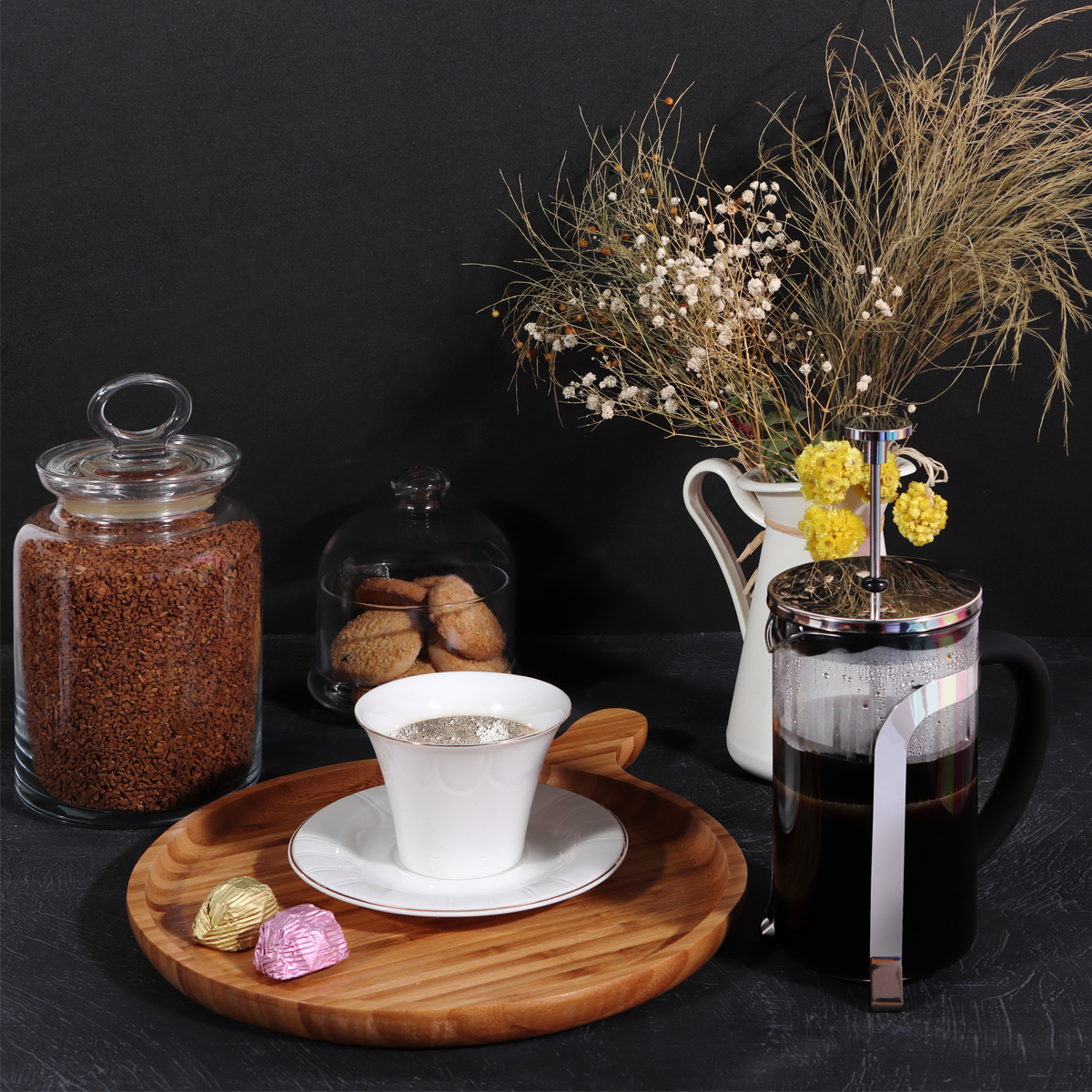Any Morning Stainless Steel French Press, 350 ml, 3-Layer Filtration, Borosilic