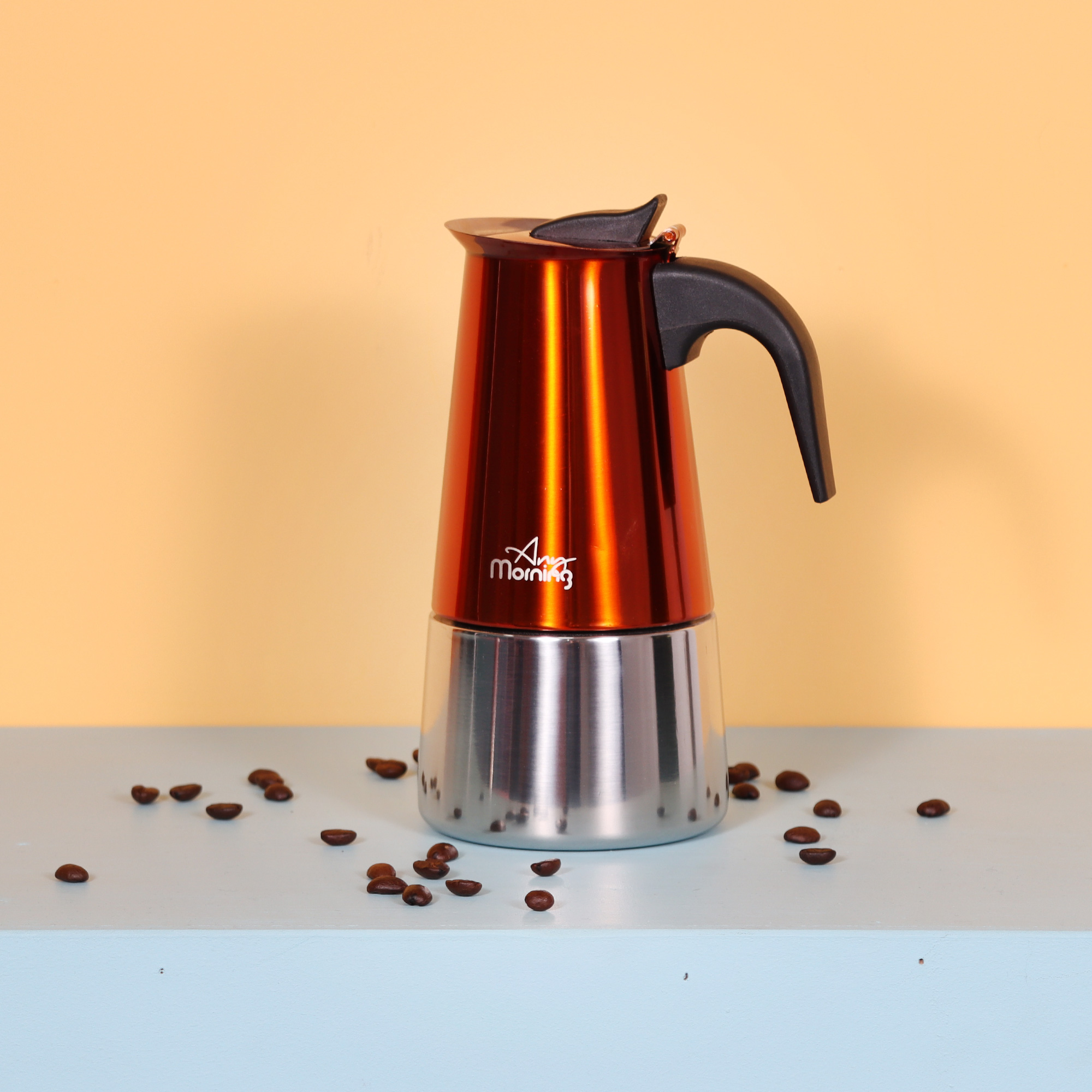 Any Morning Stovetop Espresso Coffee Maker, Stainless Steel Induction Moka Pot C