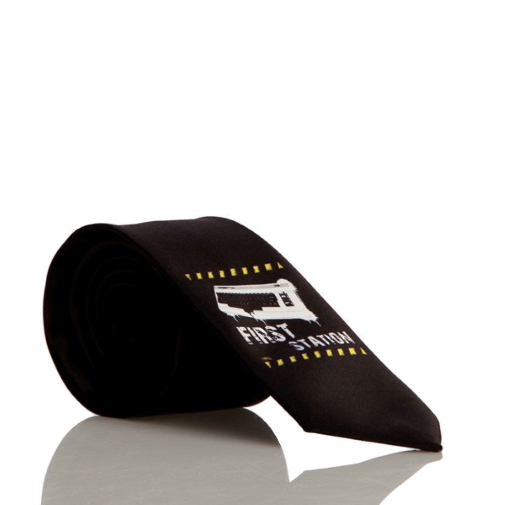 Biggdesign First Station Patterned Neck Tie, Poliester, Suit and Tie, Black, Patterned Tie