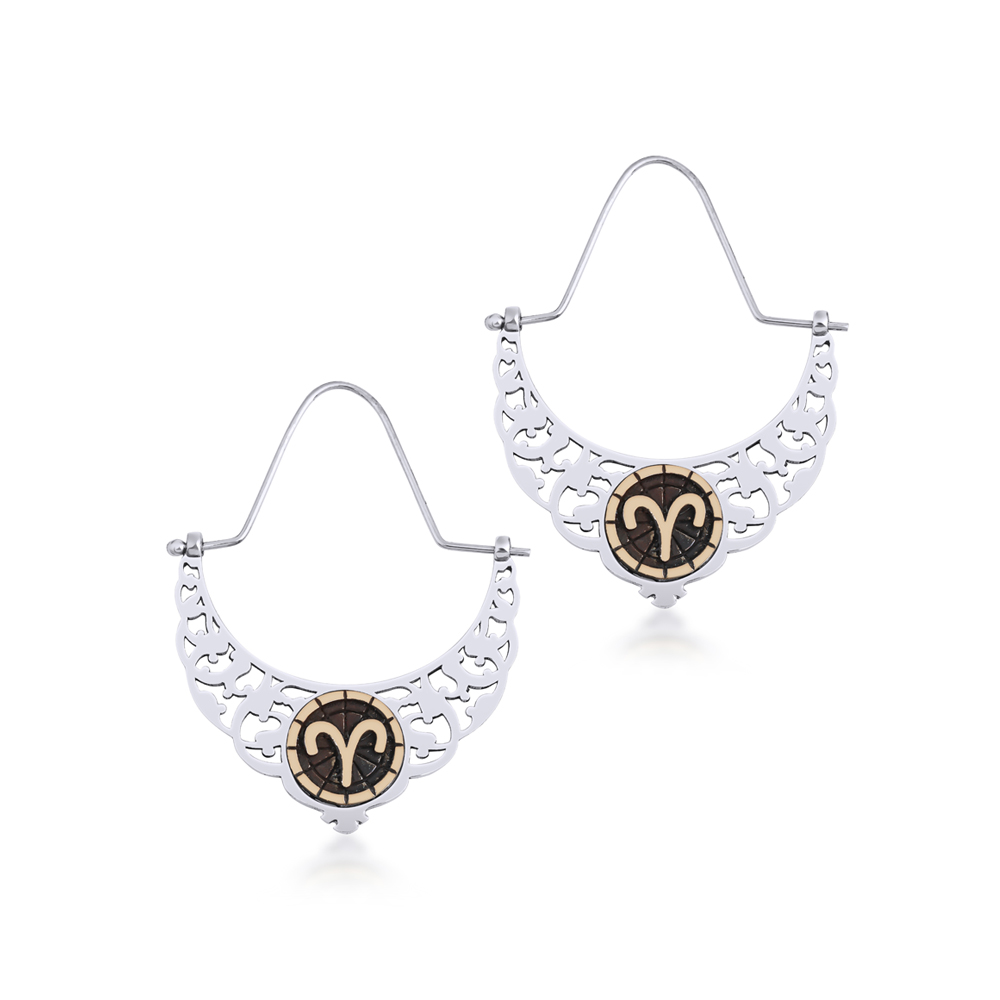 Biggdesign Aries Women's Silver Earrings, Zodiac Sign, Horo,  925 sterling Silver, Aries