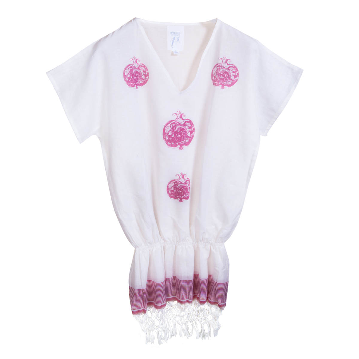 Biggdesign Pomegranate Beach Dress - Size S-M, 100% Cotton, Pomegranate pattern