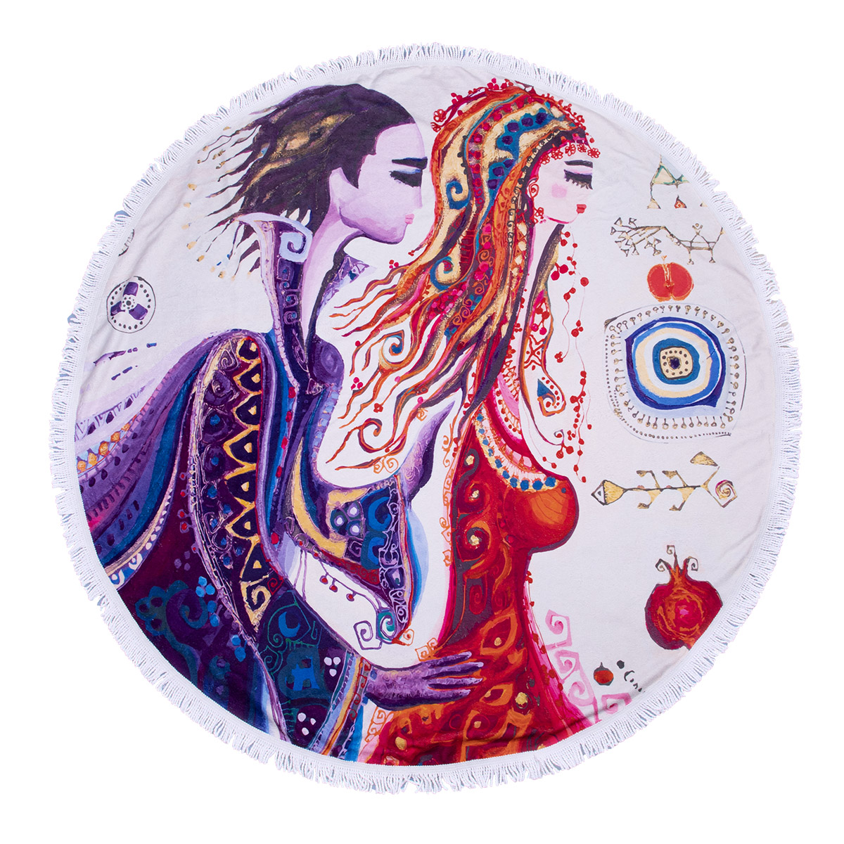 Biggdesign Round Beach Towel, Circle Beach Blanket, Thick and Soft, Water Absorbent Circle Beach Towel (Love Design)
