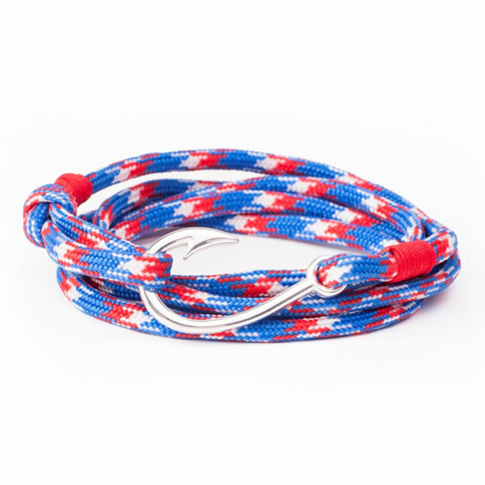BiggDesign AnemosS Fishing Hook Detaile Men's Rope Bracelet - Blue & Red
