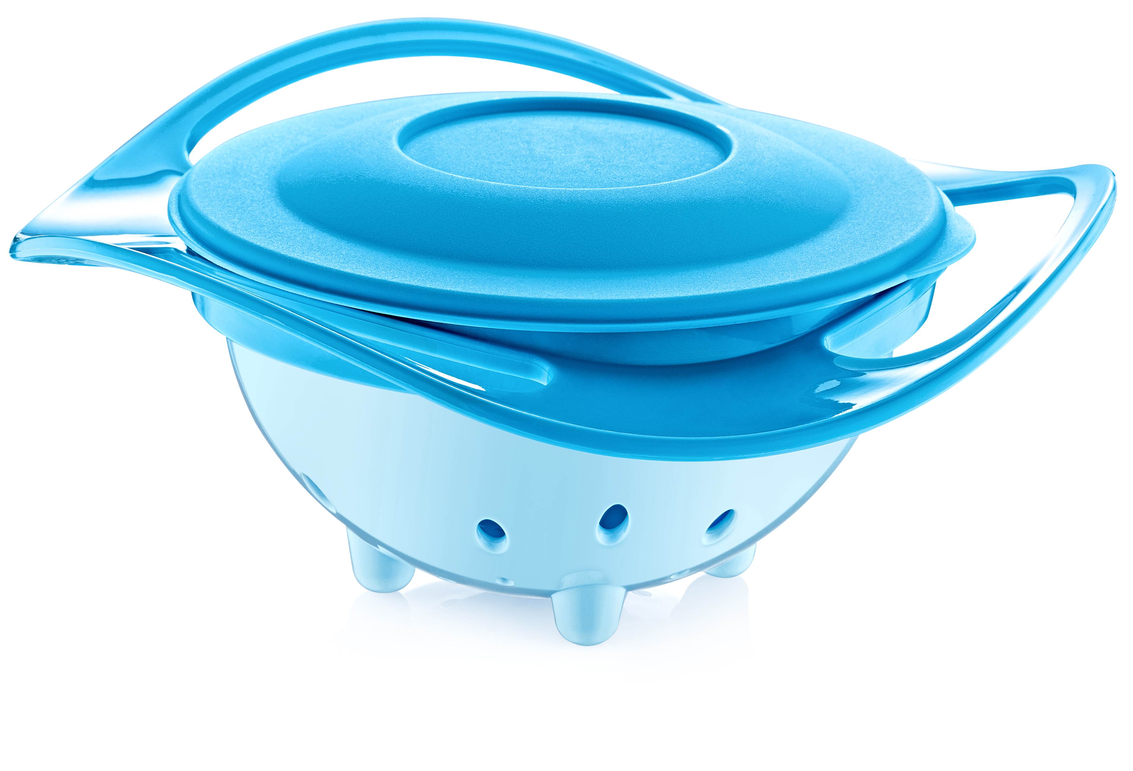 Babyjem Non Spill Feeding Toddler Bowl, Bowl 360 Rotating Avoid Food Spilling for Baby Children,Spill-Proof Blue