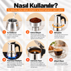 Any Morning Jun-4 Moka Pot, Paslanmaz Çelik, 200 ml, BPA İçermeyen Plastik Kulplu. ürün görseli
