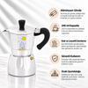 Any Morning 240 ml Alüminyum Moka Pot Espresso Kahve Makinesi Desenli Gümüş Renk HES-6. ürün görseli