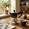 Any Morning 240 ml Alüminyum Moka Pot Espresso Kahve Makinesi Siyah HES-6. ürün görseli