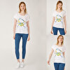 Anemoss Yeşil Yengeç Beyaz Kadın T-Shirt. ürün görseli