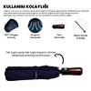 Biggdesign Moods Up Premium Ahşap Saplı Lacivert Otomatik Şemsiye, Rüzgara Dayanıklı, Hızlı Kuruyan. ürün görseli
