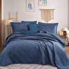 Picture of Hobby Silvana Fitilli Kadife Yatak Örtüsü - Geometrik - Indigo