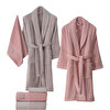 Picture of Hobby Line - Cotton Bathrobe Set - Pink Pink Beige