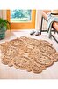 Picture of Koza Carpet Natura Hand Woven Jute Bohemian Style Authentic Living Room Living Room Corridor Bedroom Natural Carpet 00004A 90 x 90
