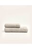 Picture of Koza Home Likya 100% Cotton Jacquard Border Mink 2-Piece Dowry Towel Set Cross Striped 1016A 70 x 140 - 50 x 90