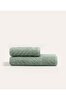 Picture of Koza Home Likya 100% Cotton Jacquard Border Green 2-Piece Dowry Towel Set Herringbone 1026A 70 x 140 - 50 x 90