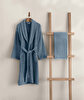 Picture of Koza Home Likya 100% Cotton Blue Dowry Bathrobe Set of 2 1 Bathrobe 1 Towel 1051A L-XL