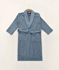 Picture of Koza Home Likya 100% Cotton Blue Dowry Bathrobe Set of 2 1 Bathrobe 1 Towel 1051A L-XL