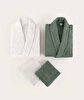 Picture of Koza Home Likya 100% Cotton Green-White 4-Piece Dowry Family Bathrobe and Towel Set 2 Bathrobes 2 Towels 1060A Standard
