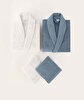 Picture of Koza Home Likya 100% Cotton Blue-White 4-Piece Dowry Family Bathrobe and Towel Set 2 Bathrobes 2 Towels 1061A Standard