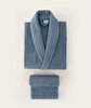 Picture of Koza Home Likya 100% Cotton Blue-White 4-Piece Dowry Family Bathrobe and Towel Set 2 Bathrobes 2 Towels 1061A Standard
