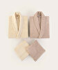 Picture of Koza Home Likya 100% Cotton Salmon-Cream 4-Piece Dowry Family Bathrobe and Towel Set 2 Bathrobes 2 Towels 1062A Standard