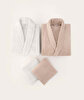 Picture of Koza Home Likya 100% Cotton Salmon-White 4-Piece Dowry Family Bathrobe Set and Towel Set 2 Bathrobes 2 Towels 1063A Standard