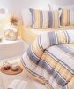 Picture of Koza Home Viento Duvet Cover Set Cotton Gray Ecru Striped Yellow Double 200x220 9501A Double