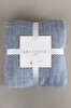 Picture of Koza Home Twin Blanket Soft Cotton Double Blanket Blue Cream 200 x 220 5019A Double