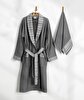 Picture of Koza Home Limira 2 Piece Set Anthracite Cotton 1 Bathrobe L-XL 1 Dowry Towel 50x90 2234 L-XL