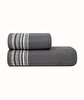 Picture of Koza Home Limira 2-Piece Anthracite Dowry Towel Set 50x90-90x150 2259 50 x 90 - 90 x 150