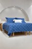 Picture of Koza Home Sitra Navy Blue Double Tasseled Bedspread 230x250 2 Pillow 50x70 5034 230 x 250