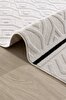 Picture of Koza Carpet Malta Scandinavian Cream Black Carpet Living Room Bedroom Hallway Kitchen Machine Rug 33405A 60 x 100
