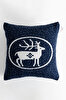 Picture of Koza Home Destino Blue New Year Christmas Deer Patterned Square Cushion Cover 45x45 2027 45 x 45
