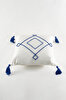 Picture of Koza Home Craft Blue Diamond Slice Patterned Tassel Beaded Fiber Filled Cushion 43 x 43 35303A 43 x 43