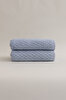 Picture of Koza Home Ivory Blue Embossed Textured Micro Fiber 100% Cotton 2-Piece Bath Towel Set 50 X 90 - 70 X 140 1118A 50 x 90 - 70 x 140