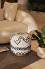 Picture of Koza Home Bliss Black Ethnic Patterned Cream Pouf 45 XH 42 Cm 4281 45 x 42
