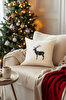 Picture of Koza Home Charm Black Deer Printed White Cushion 43X43 35263A 43 x 43