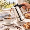 Any Morning Jun-4 Moka Pot, Paslanmaz Çelik, 200 ml, BPA İçermeyen Plastik Kulplu. ürün görseli