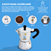 Any Morning 240 ml Alüminyum Moka Pot Espresso Kahve Makinesi Desenli Gümüş Renk HES-6. ürün görseli
