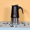 Any Morning FE001-6 Çelik Moka Pot, 300 ml, İndüksiyon Uyumlu, 6 Fincan, 18/10 Paslanmaz Çelik, Siyah. ürün görseli