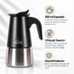 Any Morning 300 ml Paslanmaz Çelik Moka Pot  İndüksiyon Uyumlu Siyah FE001-6. ürün görseli