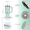 Any Morning SI2440217 Vaha Çift Katman Paslanmaz Çelik Kulplu Termos Mug 1200 Ml Su Yeşili, Sızdırmaz ve Üç Aşamalı Çevrilebilir Kapak. ürün görseli