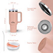 Any Morning SI2440217 Vaha Çift Katman Paslanmaz Çelik Kulplu Termos Mug 1200 Ml Açık Somon, Sızdırmaz ve Üç Aşamalı Çevrilebilir Kapak. ürün görseli