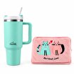 Any Morning Vaha 1200 ml Çelik Termos, Su Yeşili & BiggDesign Cats Elektrikli Sıcak Su Torbası Seti. ürün görseli
