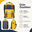 Biggdesign Cats USB Girişli Suya Dayanıklı 14 inç Laptop Uyumlu Okul Sırt Çantası Sarı. ürün görseli