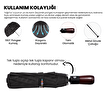 Biggdesign Moods Up Premium Ahşap Saplı Siyah Otomatik Şemsiye, Rüzgara Dayanıklı, Hızlı Kuruyan. ürün görseli