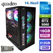 Quadro Battle IX5 14165 Gaming Masaüstü Bilgisayar 14. Nesil Intel Ci5 14400F/16gb DDR5 / 512GB NVME M.2 SSD / 8GB Nvidia RTX5060 / Freedos . ürün görseli