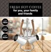 Picture of Serenk Definition 4 Pieces Stainless Steel Coffee Pot Set with Stand, 2-3-4 Cups