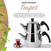 Picture of Serenk Modernist Steel Teapot | 1 L Teapot, 1.5 L Bottom, Induction Compatible, Stainless Steel