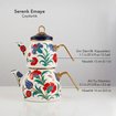 Picture of Serenk Enamel Turkish Double Teapot Set, 3.4 Qt (3.2L) Kettle, White & Gold